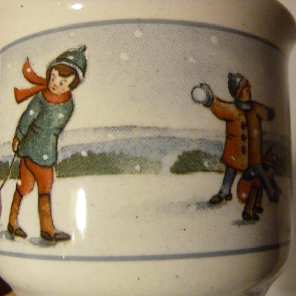 PFALZKERAMIK Germany Hand Decorateded Winterzeit WinterTime Child's Mug Set of 2 - Picture 5 of 9